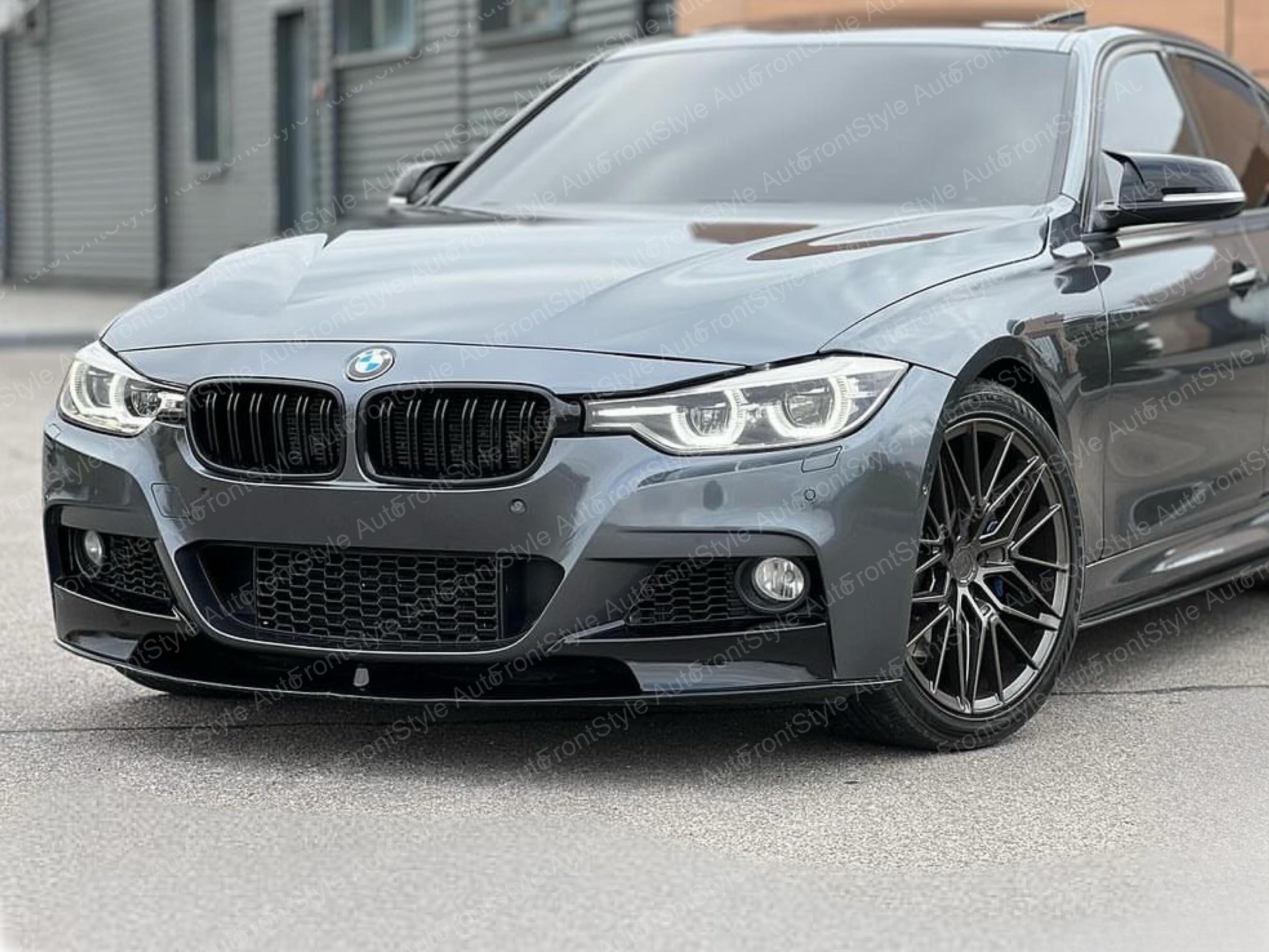 Накладка переднього бампера обвіс M performance BMW 3 series F30 F31 2012-2018 абс пластик, чорний глянець - фото 2