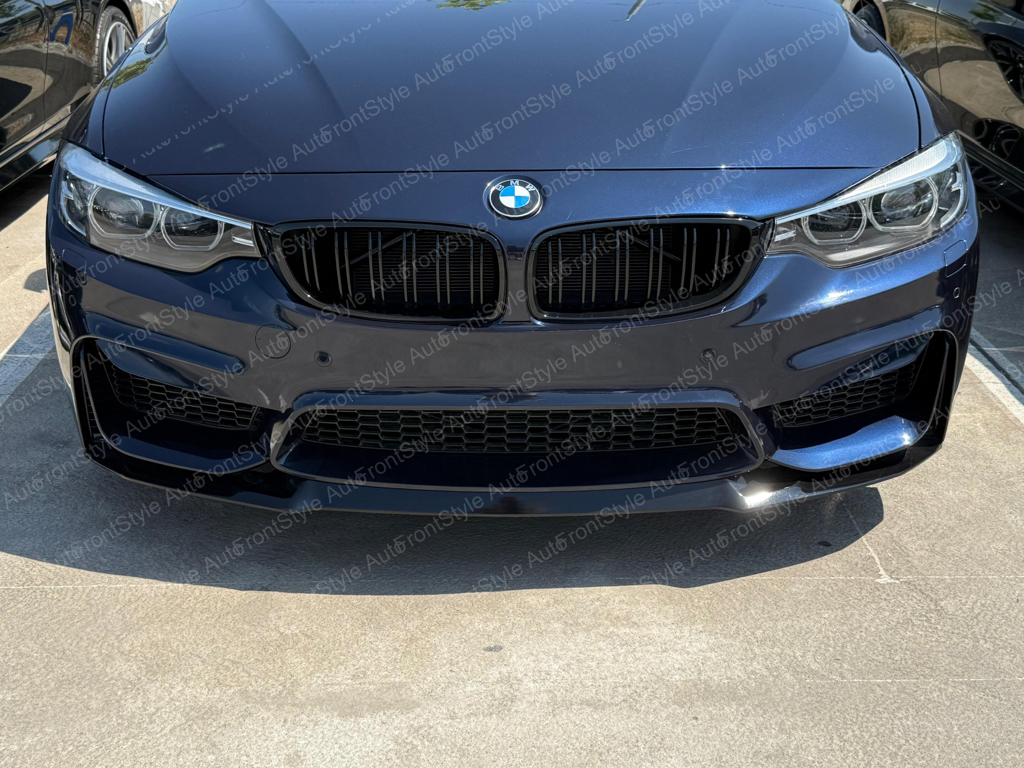 Спідниця переднього бампера M3 CS для BMW 3 series F30 F31 2012-2018 ABS пластик, чорний глянець - фото 4